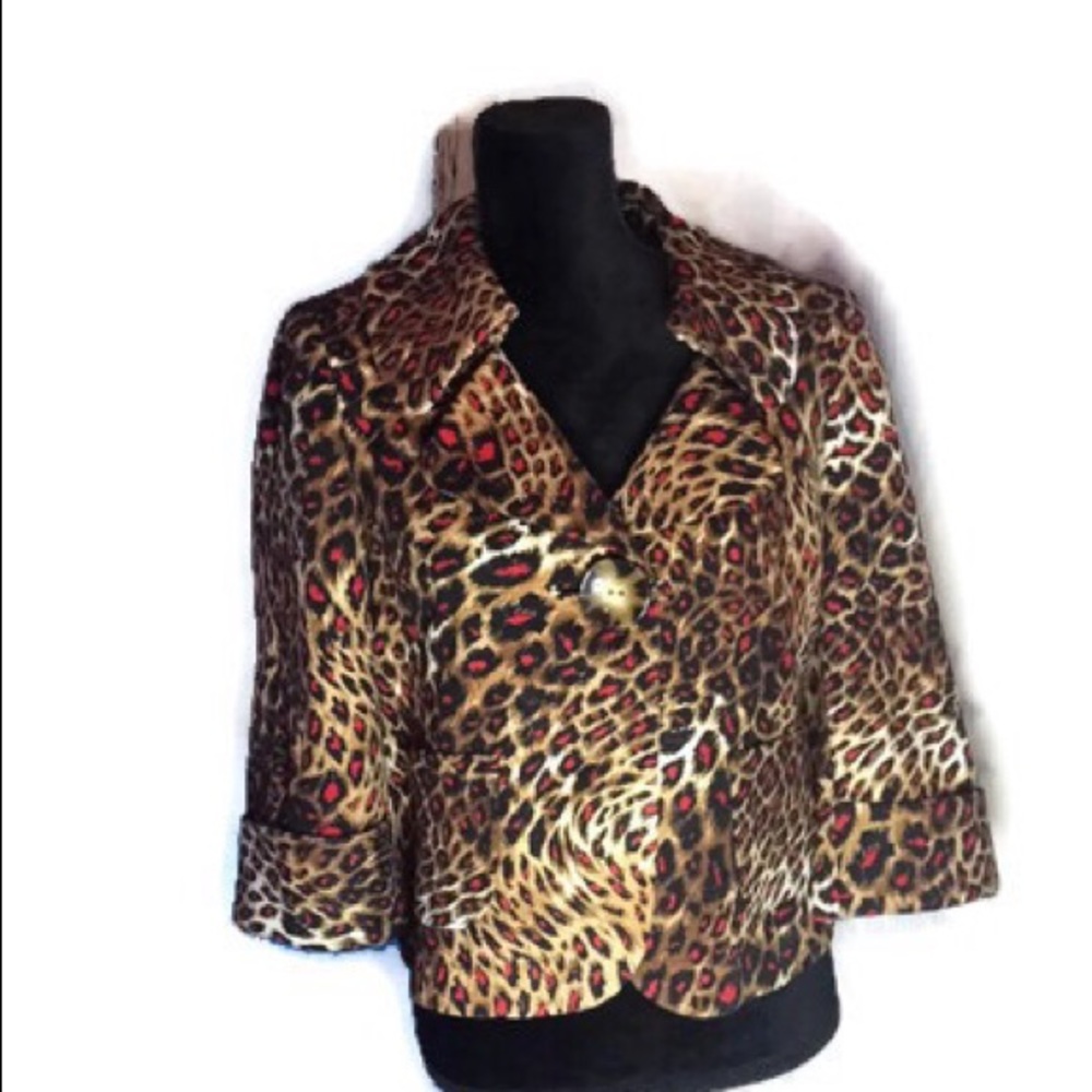 Ellen Tracy jacket size 12 petite leopard